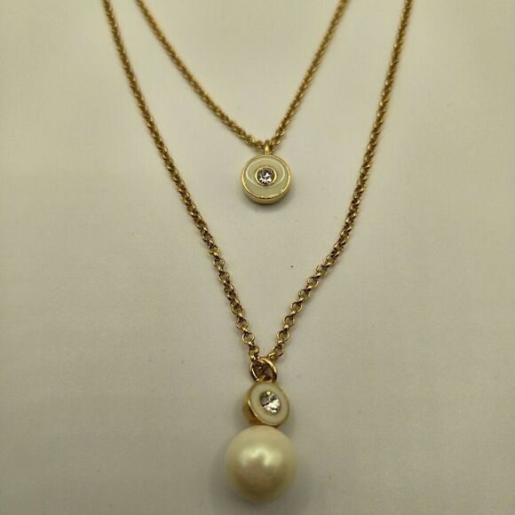 Kate Spade Pearly Delight Strand Pendant Necklace OORU1447 Cream Gold Tone - Picture 2 of 5